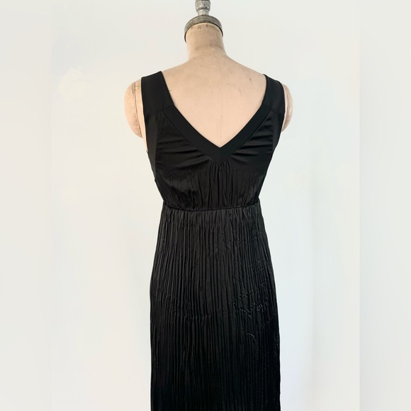 ALL SAINTS black pleated v neck dress black satin size SMALL - Picture 8 of 13